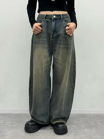 ヴィンテージブラウンウォッシュデニムパンツ