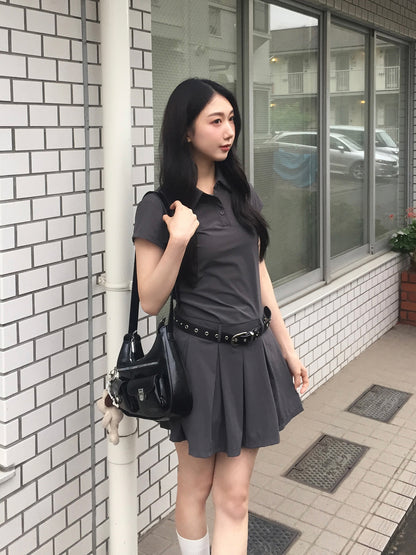 プリーツシャツワンピース