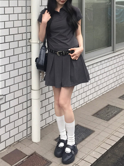 プリーツシャツワンピース