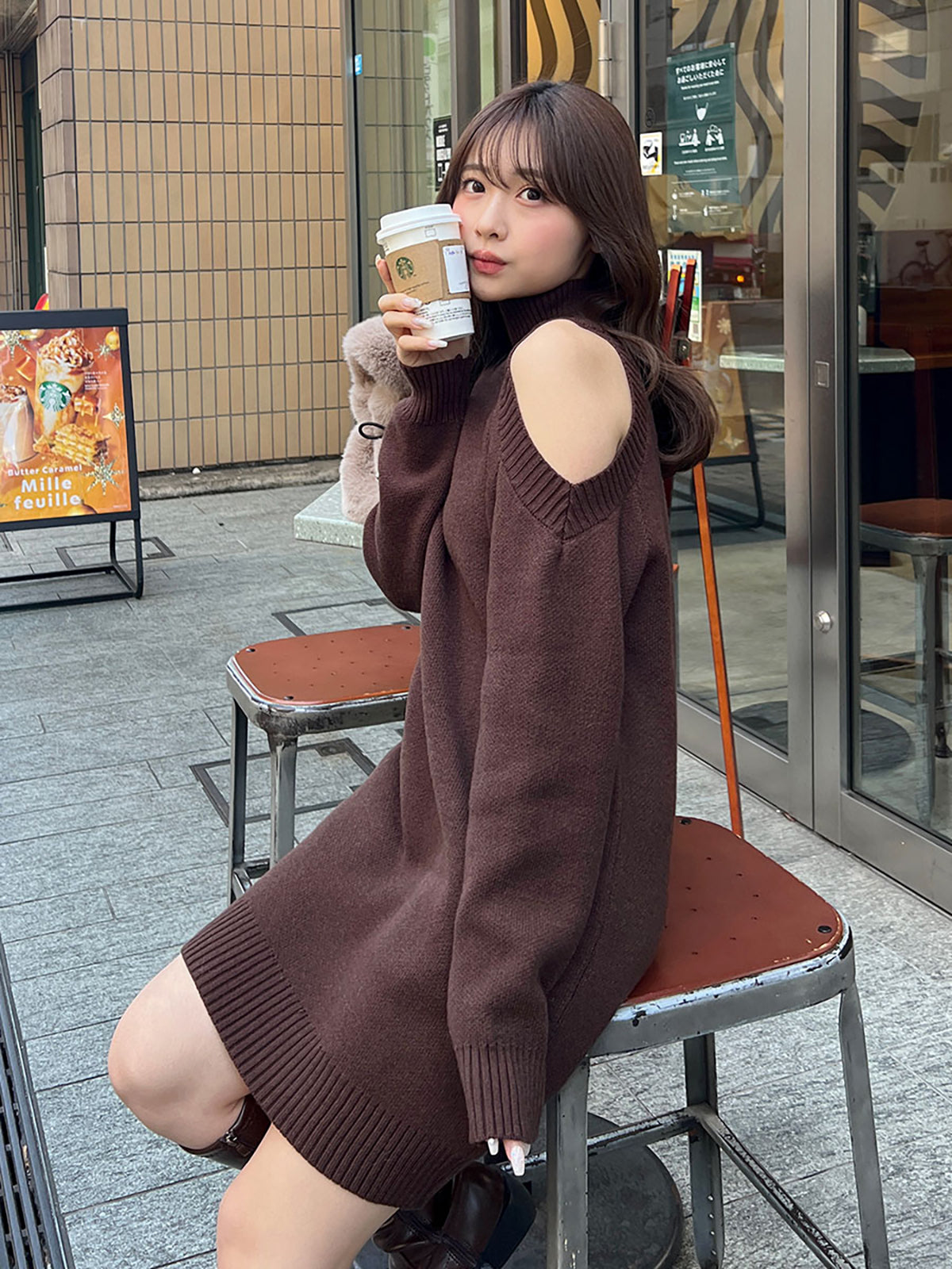 Open shoulder mini dress