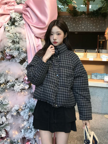 チェックパデッドボリュームブルゾン