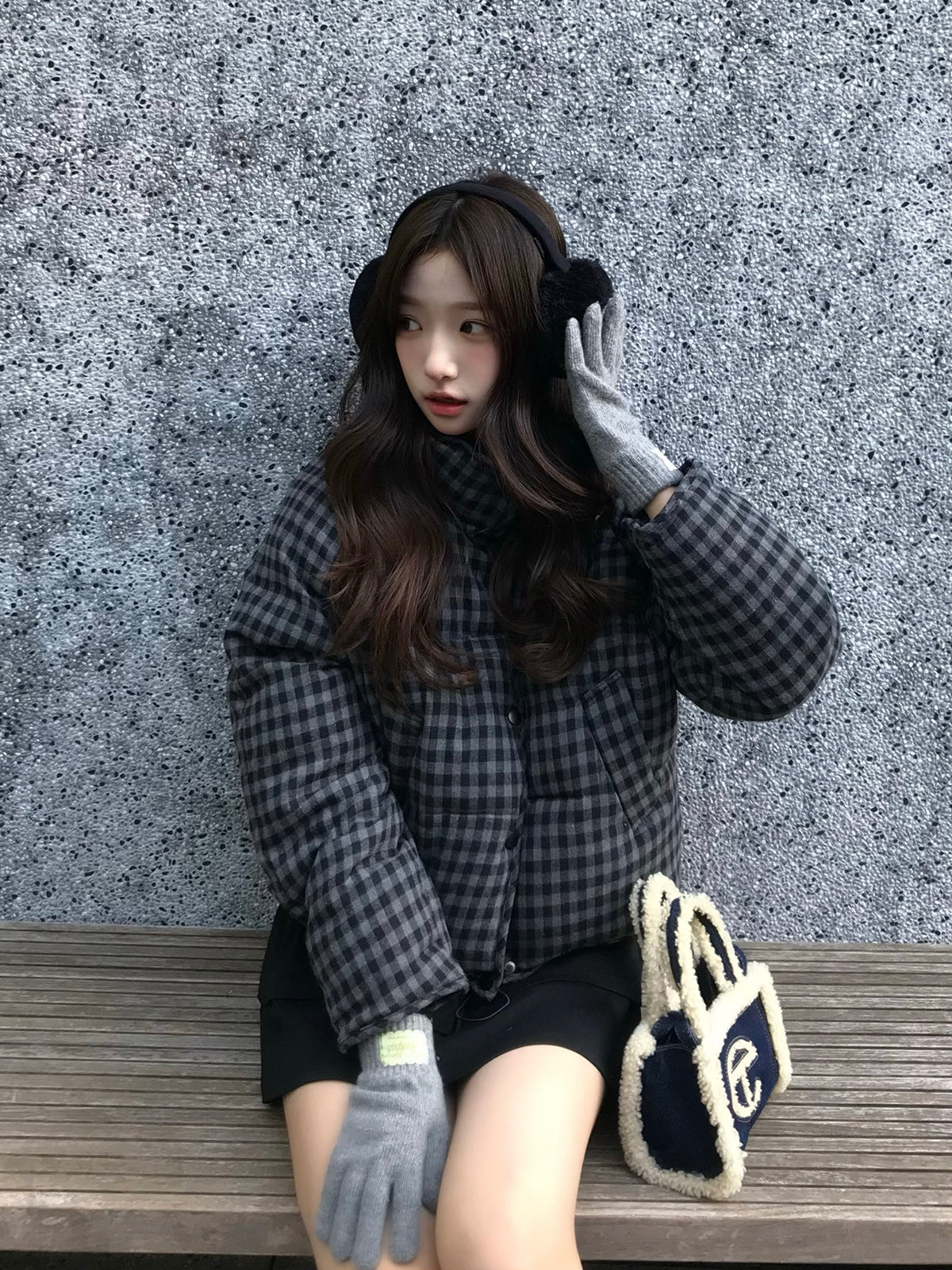 チェックパデッドボリュームブルゾン