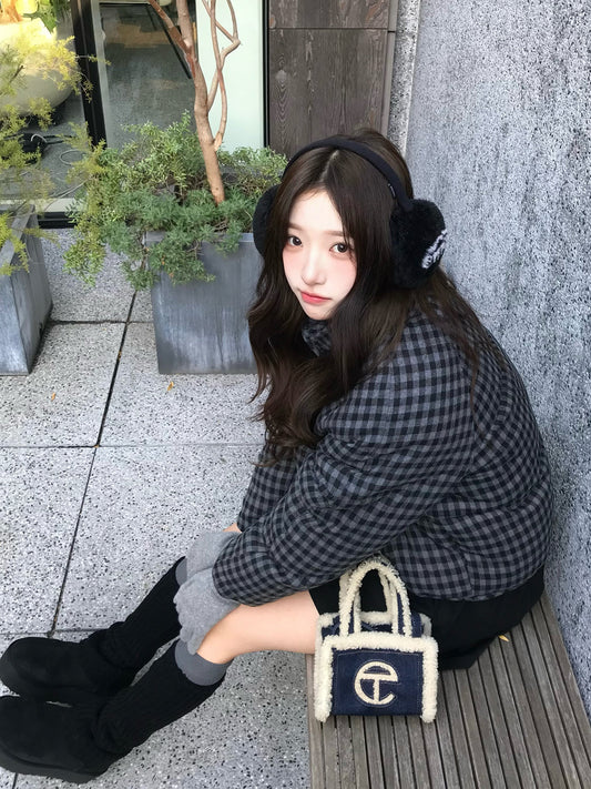 チェックパデッドボリュームブルゾン