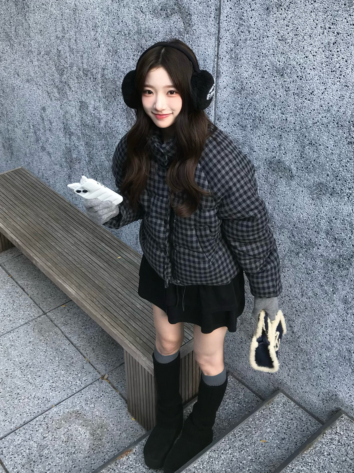 チェックパデッドボリュームブルゾン