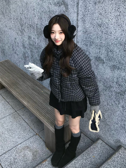 チェックパデッドボリュームブルゾン