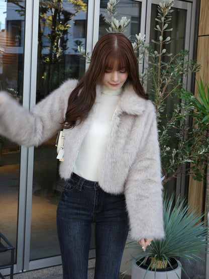 ファーライクカラーショートコート