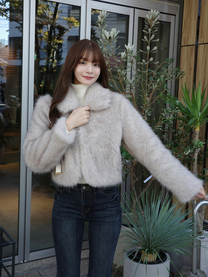 ファーライクカラーショートコート