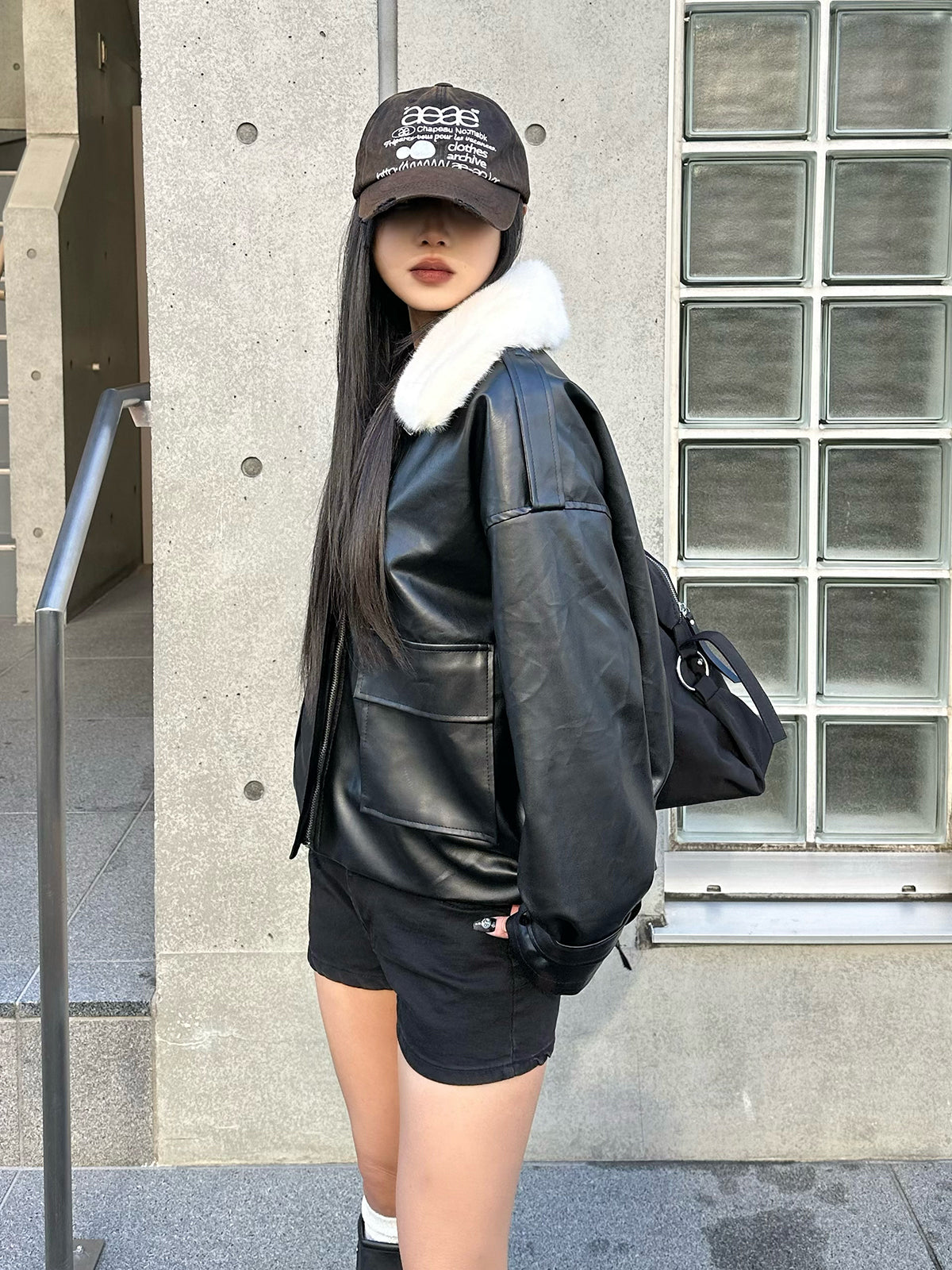 Faux Fur Color Leather Touch Jacket