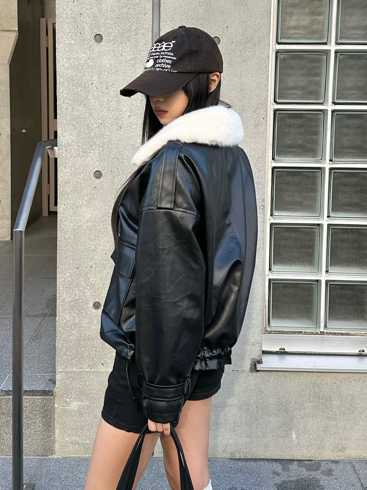 Faux Fur Color Leather Touch Jacket