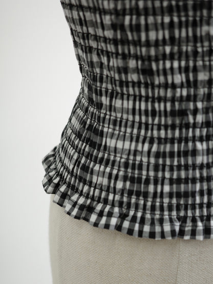 GINGHAM FRILL TOP